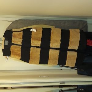 NEW ANTHROPOLOGIE SUPER SOFT FLUFFY STRIPED VEST COAT TUNIC